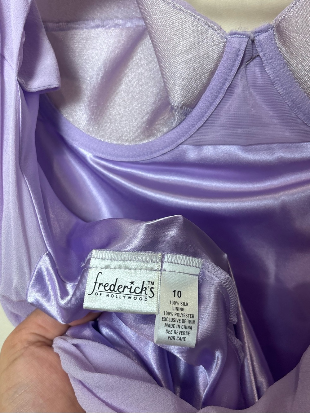Silk Fredrick’s of Hollywood Lavender Slip Dress with Bustier Size 10 - Picture 6 of 9